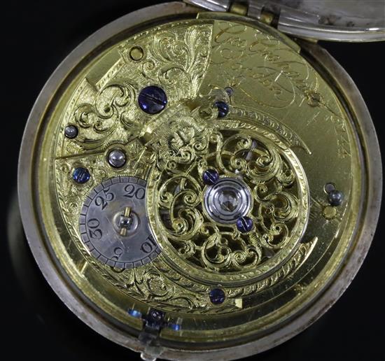 George Graham, London, a George III silver pair-cased keywind cylinder pocket watch, No. 6144, circa 1744,